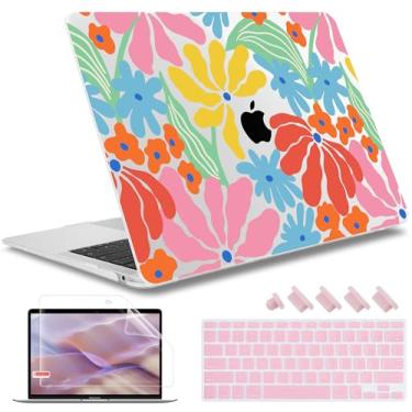 Imagem de May Chen Capa compatível com MacBook Air de 13 polegadas (modelos A1369 e A1466, versão mais antiga 2010-2017), capa rígida de plástico com capa de teclado e protetor de tela, floral colorido