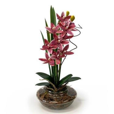 Imagem de Arranjo De Flores Artificiais Decorativas Orquidea Artificial Luxo Realista Para Casa Escritorio Decoracao Sustentavel(Vinho/Rosada)
