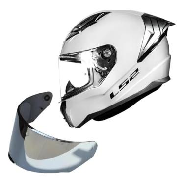 Imagem de Kit Capacete Moto Ls2 FF810 Vigo Branco + Viseira Prata (56)