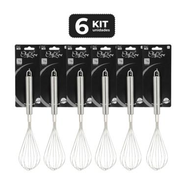 Imagem de Kit 6 Batedor De Ovos Fouet Inox 28,5 Cm