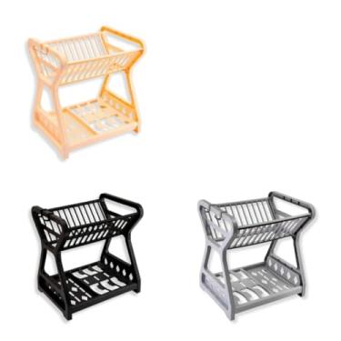 Imagem de Genérico Escorredor de Louça Desmontável, Preto, 2 Níveis, Organizador para Cozinha, Porta Talheres, Suporte para Pratos e Copos, Bancada ou Pia