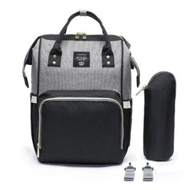 Imagem de Mochila Bolsa Maternidade Lequeen Impermeável Porta mamadeira Bebê Menina Menino-Feminino