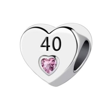 Imagem de JMQJewelry Números 12 13 16 18 21 30 40 50 60 70 Coração Rosa Aniversário Pulseira Compatível com Pandora Charms Bracelet, banhado a cppper, Cobre