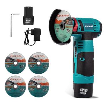 Imagem de Mini Esmerilhadeira lixadeira Angular Esmerilhadeira com Controle de Velocidade com 2 Bateria e 4 Pcs Discos de Corte, para Polimento, Afiar, Corte e Remoção de Ferrugem, 220v/110v