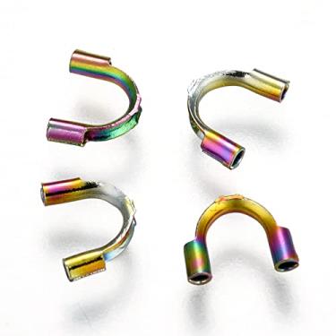 Imagem de Spritewelry 50 peças de fio de aço inoxidável 316 Guardião colorido protetor de rosca loop Guardian cabo terminador em forma de U acessórios para fabricação de joias 6,3 ~ 7 x 5 x 1,5 mm, orifício