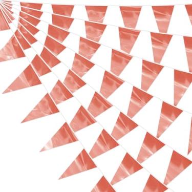 Imagem de 130FT ouro rosa glitter triângulo bandeira bandeira metálica bunting tecido guirlanda para Natal, casamento, aniversário, chá de panela, noivado, formatura, decoração de festa