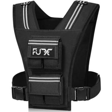 Imagem de FUFF Colete com peso ajustável – peso de 9 kg/13,6 kg/18 kg com faixa refletiva, colete masculino para treino de força, corrida, caminhada