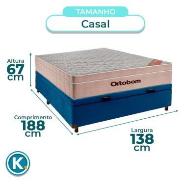Imagem de Cama + Bau Blindado E Colchão Molas Ensacadas Casal - Airtech Ortobom