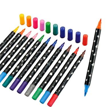 Imagem de Canetas Colorir Com Glitter 2 Pontas Com 48 Cores