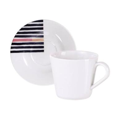 Imagem de Conjunto Xícara e Pires de Chá Tramontina Street em Porcelana Decorada, 185 ml, 2 Peças