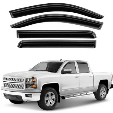 Imagem de Defletores de janela fumê fita adesiva lateral defletores de viseira de ventilação protetores de chuva compatíveis com Silverado 2014-2018 1500 cabine de tripulação - 4 peças. GW0926