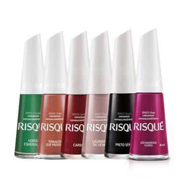 Imagem de Kit 15 Esmaltes Risque Cores Tons Quentes Vermelho Laranja Roxo (6 Cor)