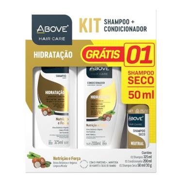Imagem de Above Kit com Shampoo HIdratação 325 ml + Condicionador Hidratação 200 ml + Shampoo a Seco 50 ml