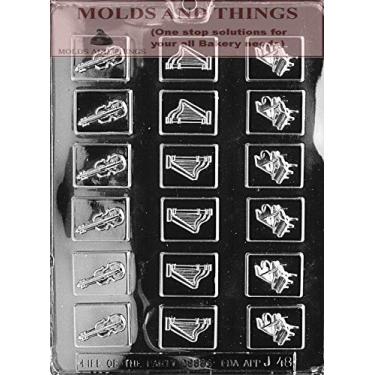 Imagem de Bala musical de balas para violino, harpa, violoncelo, piano de cauda, molde de chocolate com instruções de fabricação de doces escritas