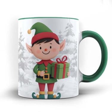 Imagem de Caneca xicara porcelana Duende Feliz Natal 25 (Branca)