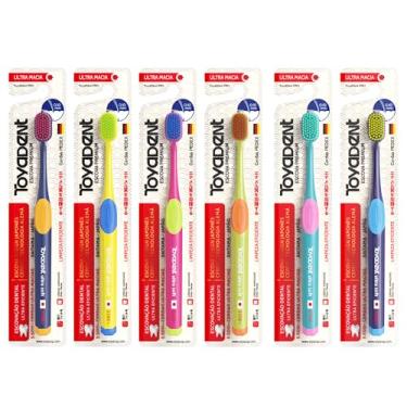 Imagem de TOYADENT PRO Escova de Dente Adulto Macia, 1 Unidade, 6 Cores Disponíveis, Ultra Fina Limpeza Dental, Suave para Gengivas Sensíveis Profissional (Amarelo+Verde Limo+Verde+Roxo+Rosa+Azul)