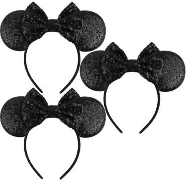 Imagem de Faixa de cabelo LIHELEI Minnie Mouse Ears, 3 peças, preta