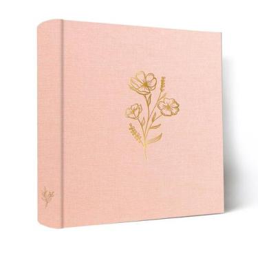 Imagem de Álbum de fotos: Holoary 4x6, 200 fotos, 200 bolsos, linho, rosa