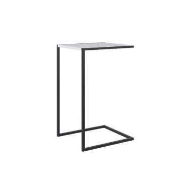 Imagem de Mesa Lateral Multiuso Estilo Industrial Branco Fosco Base Metálica Pre