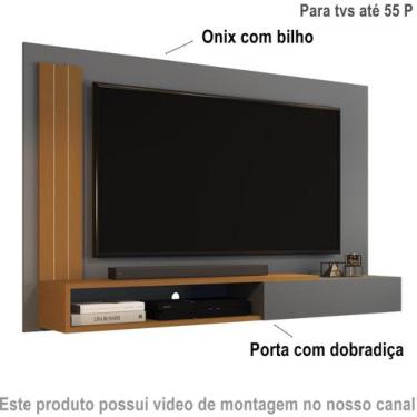 Imagem de Painel Para TV de até 50 P Smart Luxo Martins com porta cor Onix / Nat