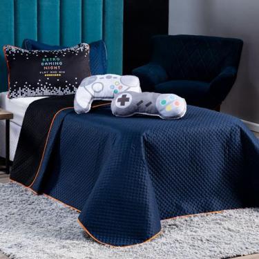 Imagem de Kit Cobre Leito Retro Game Controle Dupla Face c/ Almofadas CASAL PADR