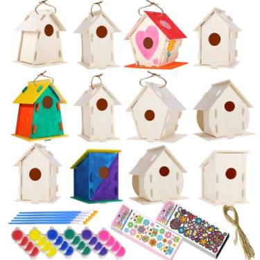 Imagem de Kit DIY Bird Houses ILHSTY para crianças com tinta e adesivos x24
