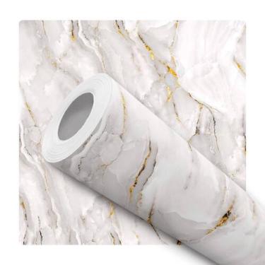 Imagem de Papel De Parede Adesivo Lavável Sala Mármore Branco Quarto - Deliquadr