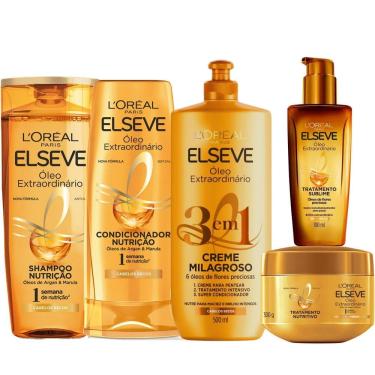 Imagem de Kit Elseve Óleo Extraordinário Nutrição Secos 3Em1 Milagroso