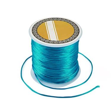 Imagem de Cordão de cetim de 1 mm com acabamento de nylon para nó chinês trançado Kumihimo Macramê da amizade, pulseiras para fabricação de joias DodgerBlue