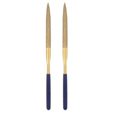 Imagem de Lixas de agulha de diamante, 5 mm x 180 mm com revestimento de titânio, ferramenta manual com alça de TPU para metal, pedra, madeira, 2 peças