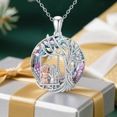 Imagem de Colar de irmãs para mulheres, joias de colares de amizade, presentes de aniversário, Natal, formatura para mãe, esposa, Standard, Metal, Sem Pedra Preciosa