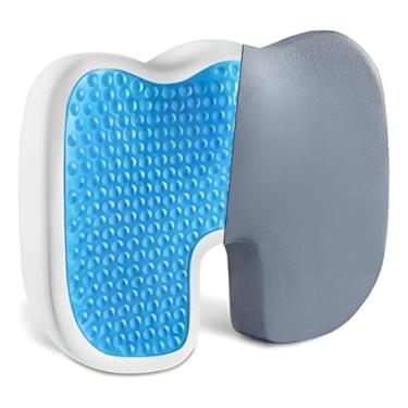Imagem de Almofada Ortopédica de Gel e Espuma de Memória 45x35x7cm Suporte Lombar e Cóccix Cinza