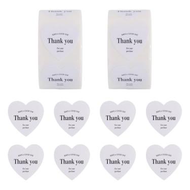 Imagem de 1000 peças de adesivos de agradecimento em forma de coração em forma de rolo para embalagem de panificação, selos de envelopes, pequenas empresas, casamento, aniversário, festa de Dia de Ação de