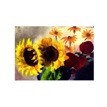 Imagem de Pôster e impressões em tela de flores vintage - reprodução de pintura de arte de parede famosa - buquê com girassóis - imagens para sala de estar 70 x 105 cm 27 x 41 polegadas sem moldura