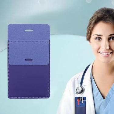 Imagem de Protetor de bolso, bolsa de couro PU para homens e mulheres, organizador de bolso para camisas, jalecos de laboratório, calças - várias finalidades para canetas, ponteiros, lápis - azul