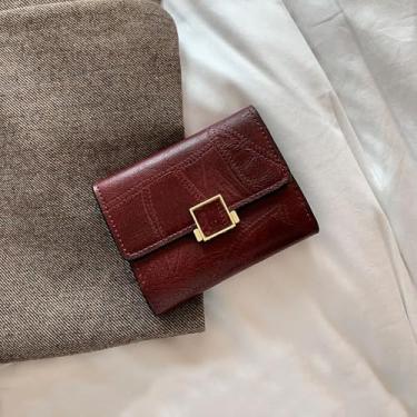 Imagem de Bolsa pequena vintage porta-moedas para vários cartões, mini bolsa clutch com porta-cartões (vinho vermelho), Vinho tinto, Clássico