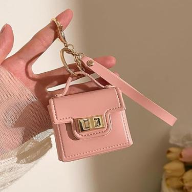 Imagem de Mini bolsa de mão para mulheres, bolsa pequena de poliuretano, porta-moedas, trava torcida com chave, bolsa para fone de ouvido, mini carteira organizadora de moedas, Cor 03, Cor 03