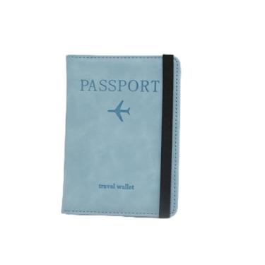 Imagem de Carteira fina para passaporte, porta-passaporte de viagem multifuncional, capa antirroubo RFID para passaporte com vários compartimentos, Azul-claro, Passaporte azul-claro