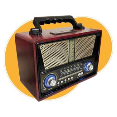 Imagem de Rádio retrô vintage, rádio portátil AM FM SW com melhor som, AC, rádio recarregável com melhor recepção, alto-falante compatível com cartão TF/reprodução USB/Auxiliar. Aceita pilhas DX4