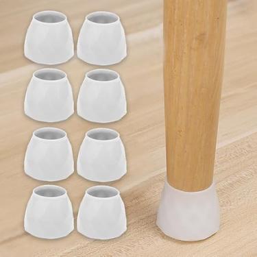 Imagem de 8 peças tapete de cobertura de perna de cadeira protetores de piso de madeira almofadas de móveis de silicone capa inferior antiderrapante anti arranhões tampas de pernas de mesa, branco