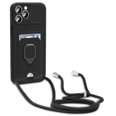 Imagem de Capa com alça para suporte de anel de cordão crossbody para Samsung Galaxy S23 S22 Ultra S20 S21 FE S22 S23 Plus A23 A33 A14 A34 A54 Capa, preta, para Galaxy A04 A04E