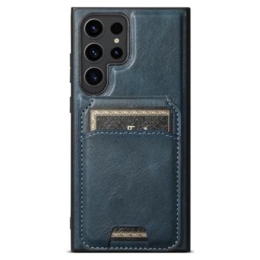Imagem de Capa de couro com compartimentos para cartão destacáveis 2 em 1 para Samsung Galaxy S23 Ultra S22 Plus Note 20 Ultra S23 S22 Flip capa carteira magnética, azul, para Samsung Note 20