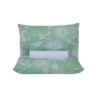 Imagem de Jogo De Lençol 4 Peças Queen Percal 180 Fios Homme 60% Algodão 40% Poliéster - Jade Verde