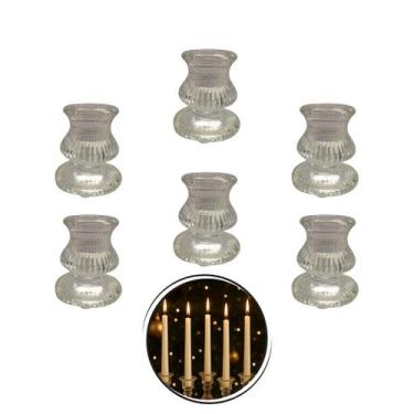 Imagem de Kit 6 Castiçais Redondos de Vidro para Velas Decorativas - DreamInbox