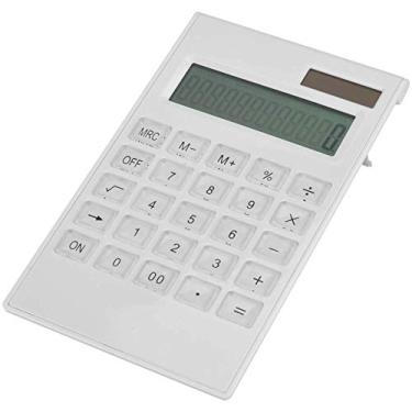 Imagem de Calculadora grande, calculadora de mesa branca com tela de 12 dígitos. Calculadora LED com botão de cristal, energia solar e malha de strass, em movimento para enfermeiras, professores, empresários