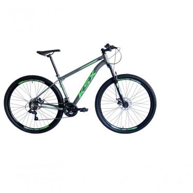 Imagem de Bicicleta Aro 29 Ksx Sd7 21v Cabos Internos Alumínio Freios A Disco Garfo Suspensão Grafite Verde Tamanho 15