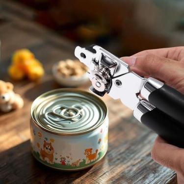 Imagem de Generic 1 abridor de latas portátil 3 em 1 abridor de latas e abridor de garrafas PP ferro prateado preto 5,3 x 19,5 cm