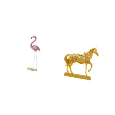 Imagem de Fenteer Estátua de Flamingo em Resina, Escultura de Pássaro, Decoração para Casa, Lareira, Arte Moderna, Estatueta para Jardim com Suporte de Metal para Quint