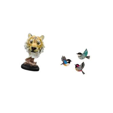 Imagem de Fenteer Esculturas Modernas de Animais E Pássaros em Madeira para Decoração de Parede, Ideais para de Entrada, Sala de Estar, Estante, Mesa, Corredor, Ja