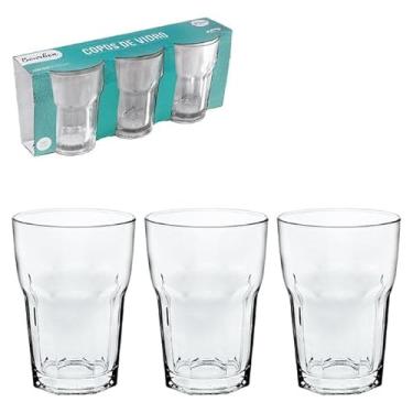 Imagem de Jogo de Copos, Conjunto com 3 copos de Vidros 360ml, Modelo Bourbon, Art House